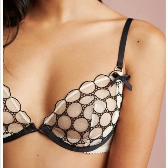 Nwt new with tags anthropologie palindrome 34c bra black cream Marie savvas - Picture 1 of 8